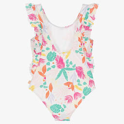 Carrément Beau-Бело-розовый купальник с рюшами | Childrensalon Outlet