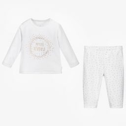 كاريمون بو-بيجاما أطفال بناتي قطن عضوي قطيفة لون أبيض | Childrensalon Outlet