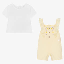 Carrément Beau-Футболка и желтый полукомбинезон с цветами и лимонами | Childrensalon Outlet