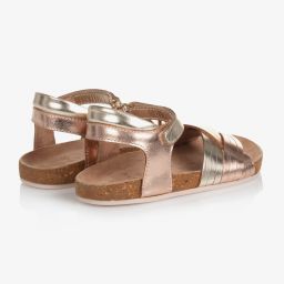 Carrément Beau-Gold & Pink Leather Sandals | Childrensalon Outlet