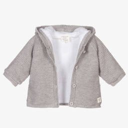 Carrément Beau-Серое вязаное пальто из органического хлопка | Childrensalon Outlet