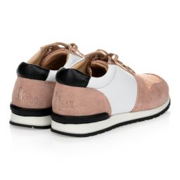 Carrément Beau-Розово-белые кожаные кроссовки | Childrensalon Outlet