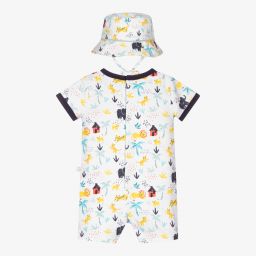 Carrément Beau-Белый песочник с животными и шапочка | Childrensalon Outlet