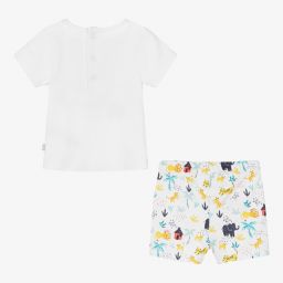 كاريمون بو-طقم شورت قطن عضوي لون أبيض للأطفال | Childrensalon Outlet