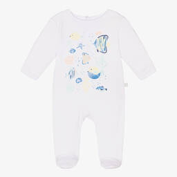 Carrément Beau-Белый хлопковый комбинезон с морским принтом | Childrensalon Outlet