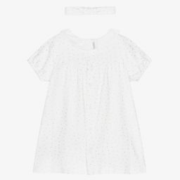 Carrément Beau-White Cotton Baby Dress Set | Childrensalon Outlet