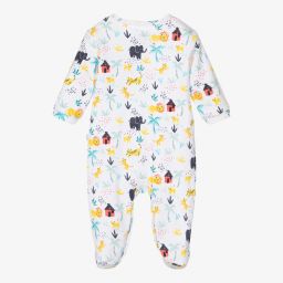 Carrément Beau-White Organic Animals Babygrow | Childrensalon Outlet