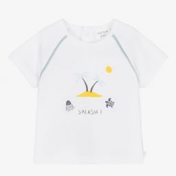 Carrément Beau-Белая футболка с тропическим островом | Childrensalon Outlet
