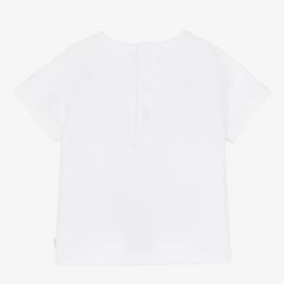 Carrément Beau-Белая футболка с тропическим островом | Childrensalon Outlet