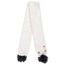 Catimini-Baby Girls White Pom-Pom Scarf | Childrensalon Outlet