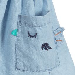 Catimini-فستان بينافور أطفال بناتي قطن شامبري لون أزرق | Childrensalon Outlet