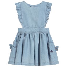 Catimini-فستان بينافور أطفال بناتي قطن شامبري لون أزرق | Childrensalon Outlet