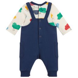 Catimini-Blue & Ivory Cotton Babysuit | Childrensalon Outlet