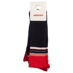 Catimini-Blue & Red Cotton Tights | Childrensalon Outlet