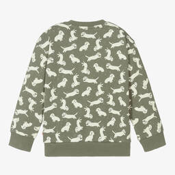 Catimini-Boys Green Cotton Puppy Sweater | Childrensalon Outlet