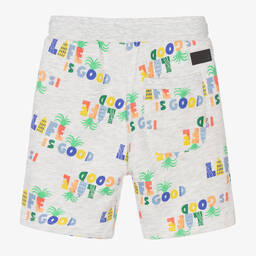 كاتامني-شورت قطن جيرسي لون رمادي فاتح للأولاد | Childrensalon Outlet