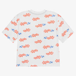 Catimini-Белая хлопковая футболка со скейтбордами | Childrensalon Outlet