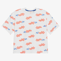 Catimini-Белая хлопковая футболка со скейтбордами | Childrensalon Outlet