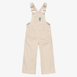 Catimini-Girls Beige Cotton Twill Dungarees | Childrensalon Outlet