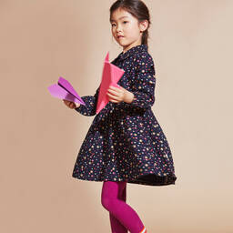 Catimini-Синее хлопковое платье в цветочек | Childrensalon Outlet