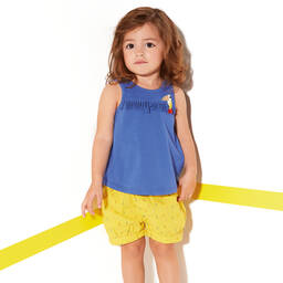Catimini-Girls Blue Cotton Parrot Top | Childrensalon Outlet