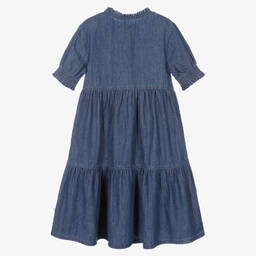 Catimini-فستان قطن دنيم لون أزرق داكن | Childrensalon Outlet