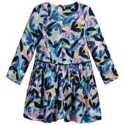 Catimini-Girls Blue Floral Crêpe Dress | Childrensalon Outlet