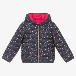 Catimini-Girls Blue Floral Puffer Jacket | Childrensalon Outlet