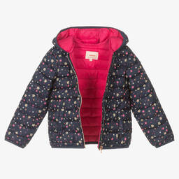 Catimini-Girls Blue Floral Puffer Jacket | Childrensalon Outlet