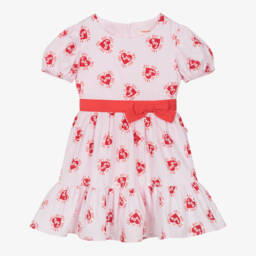 Catimini-Girls Cotton Dress with Pink Hearts | Childrensalon Outlet