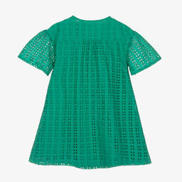 Catimini-Girls Green Cotton Cut Work Dress | Childrensalon Outlet