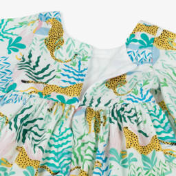 Catimini-فستان قطني أخضر بنقشة الغابة للبنات | Childrensalon Outlet