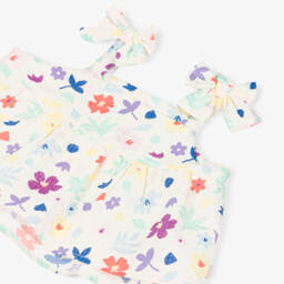 Catimini-Girls Ivory Cotton Floral Blouse | Childrensalon Outlet