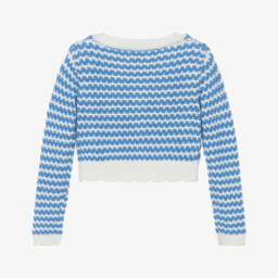 Catimini-كارديغان محبوك للفتيات باللون الأزرق والعاجي | Childrensalon Outlet
