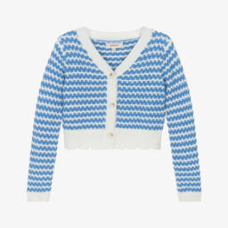 Catimini-كارديغان محبوك للفتيات باللون الأزرق والعاجي | Childrensalon Outlet