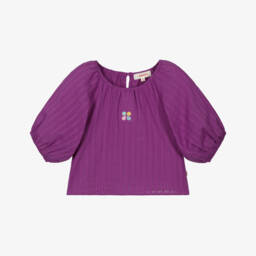 Catimini-Girls Lilac Cotton Puffy Sleeve Top | Childrensalon Outlet