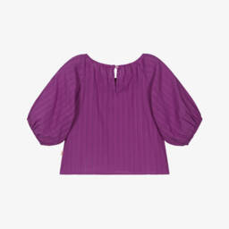 Catimini-Girls Lilac Cotton Puffy Sleeve Top | Childrensalon Outlet