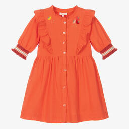Catimini-Оранжевое хлопковое платье для девочек | Childrensalon Outlet