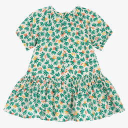 Catimini-Girls Pink & Green Cotton Floral Dress | Childrensalon Outlet