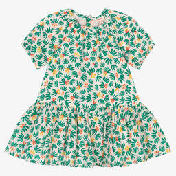Catimini-Girls Pink & Green Cotton Floral Dress | Childrensalon Outlet