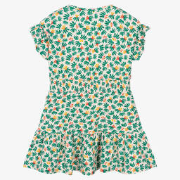 Catimini-Розово-зеленое платье из хлопка в цветочек | Childrensalon Outlet