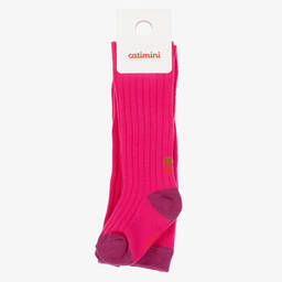 Catimini-Girls Pink Ribbed Cotton Tights | Childrensalon Outlet