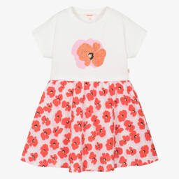 Catimini-فستان قطن فاخر للبنات بلون الخشخاش الزاهي | Childrensalon Outlet