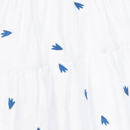 Catimini-Белое хлопковое платье с голубыми птичками | Childrensalon Outlet