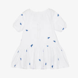 كاتامني-فستان قطن لون أبيض وأزرق | Childrensalon Outlet