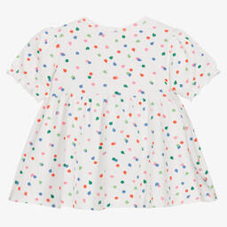 كاتامني-تيشيرت أطفال بناتي قطن جيرسي منقط لون أبيض | Childrensalon Outlet