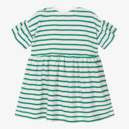 Catimini-Girls White & Green Striped Towelling Dress | Childrensalon Outlet