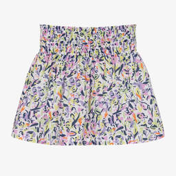 Catimini-Girls White & Purple Floral Cotton Skirt | Childrensalon Outlet