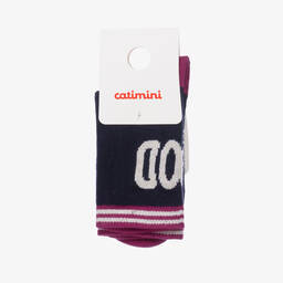 Catimini-Navy Blue Feel Good Logo Socks | Childrensalon Outlet