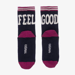 Catimini-Navy Blue Feel Good Logo Socks | Childrensalon Outlet